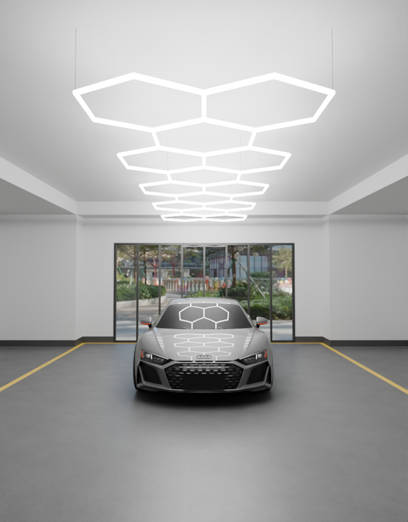 MINT LIGHTING | LED HEXGRID LIGHTING SYSTEM - 2.07m x 8.33m / 6.79ft x 27.23ft - 14 Grid