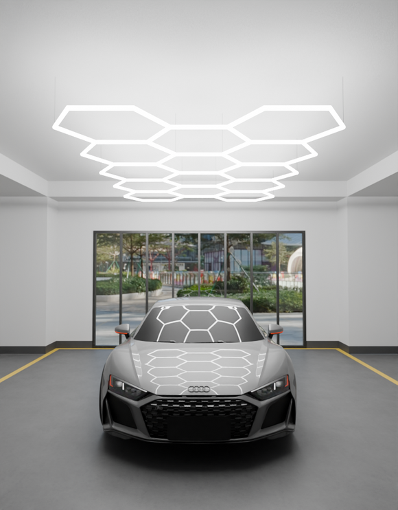 MINT LIGHTING | LED HEXGRID LIGHTING SYSTEM - 5.15m x 2.97m / 16.89ft x 9.74ft - 14 Grid