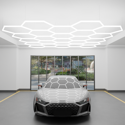MINT LIGHTING | LED HEXGRID LIGHTING SYSTEM - 5.6m x 4.7m / 18.37ft x 15.41ft - 25 Grid
