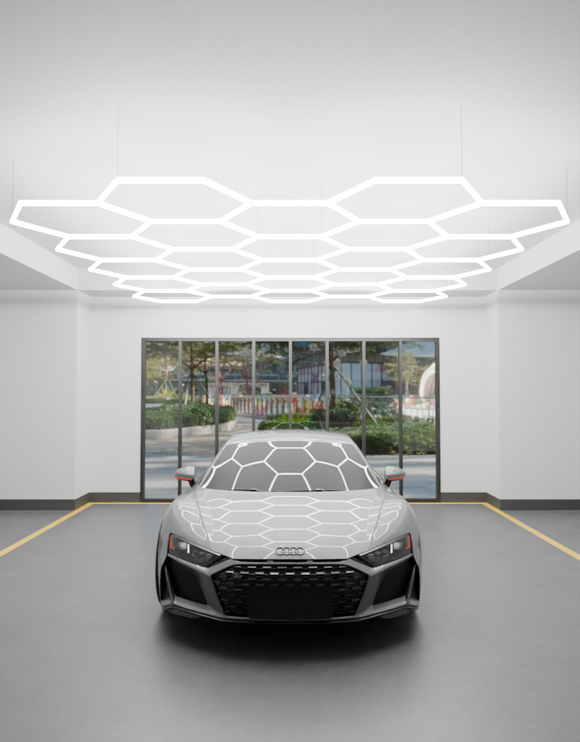 MINT LIGHTING | LED HEXGRID LIGHTING SYSTEM - 5.6m x 4.7m / 18.37ft x 15.41ft - 25 Grid