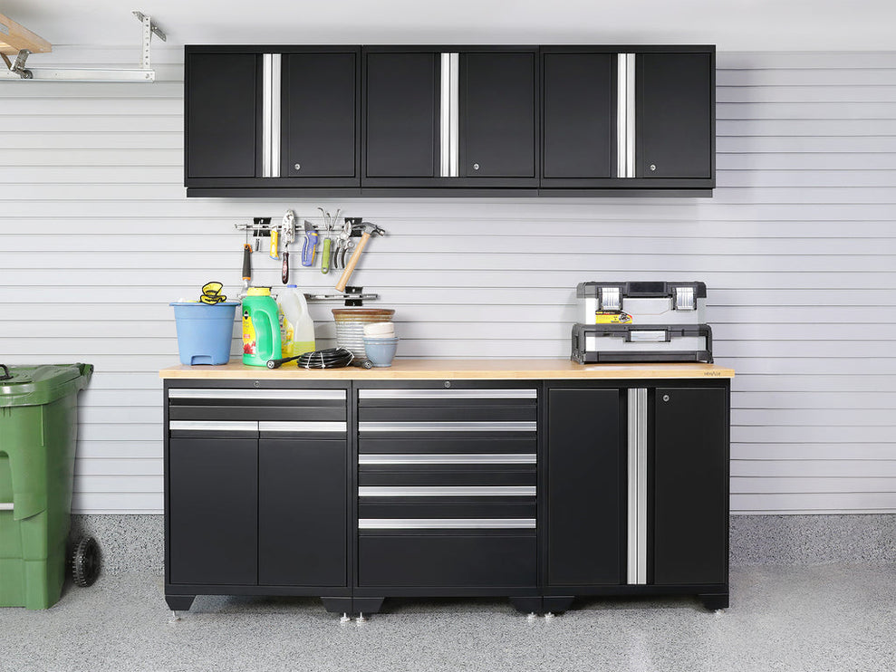 NewAge | Pro Series 6 Piece Cabinet Set with Base, Wall Cabinet, Locker and Utility Cart