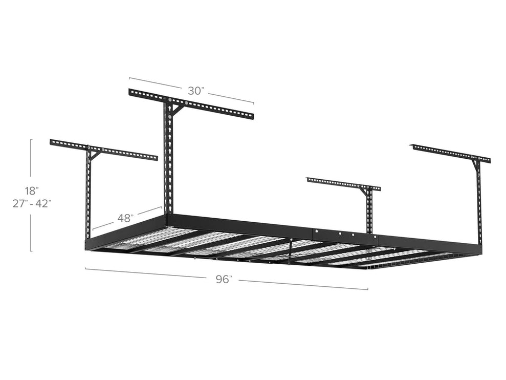 NewAge | VersaRac Pro 4 ft. x 8 ft. Height-Adjustable Overhead Rack in Black
