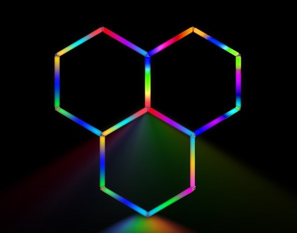 MINT LIGHTING | Polygonal Light V5.0 RGB — ZTF572-RGB | 8'4" × 8'0" | Smart RGB LED