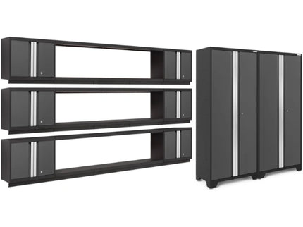 NewAge | Bold Series 11 Piece Cabinet Set with Display Shelves, Wall Cabinets and 30 in. Lockers