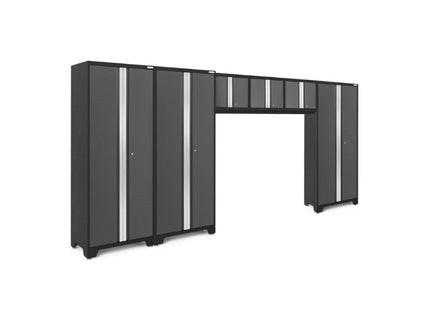 NewAge | Bold Series Grey 6 Piece Cabinet Set with Backsplash, Wall Cabinets and 30 in. Lockers
