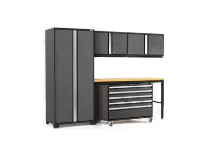 NewAge | Pro Series 5 Piece Cabinet Set with Wall, Tool Cabinet, Locker and 84 in. Workbench